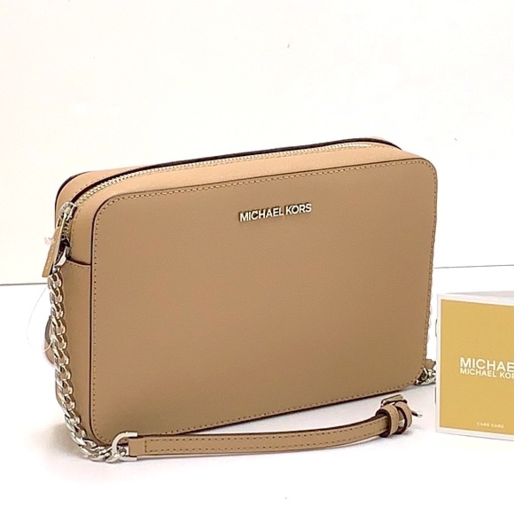 Michael Kors Camel Color Jet Set Large Saffiano Leather Crossbody Bag